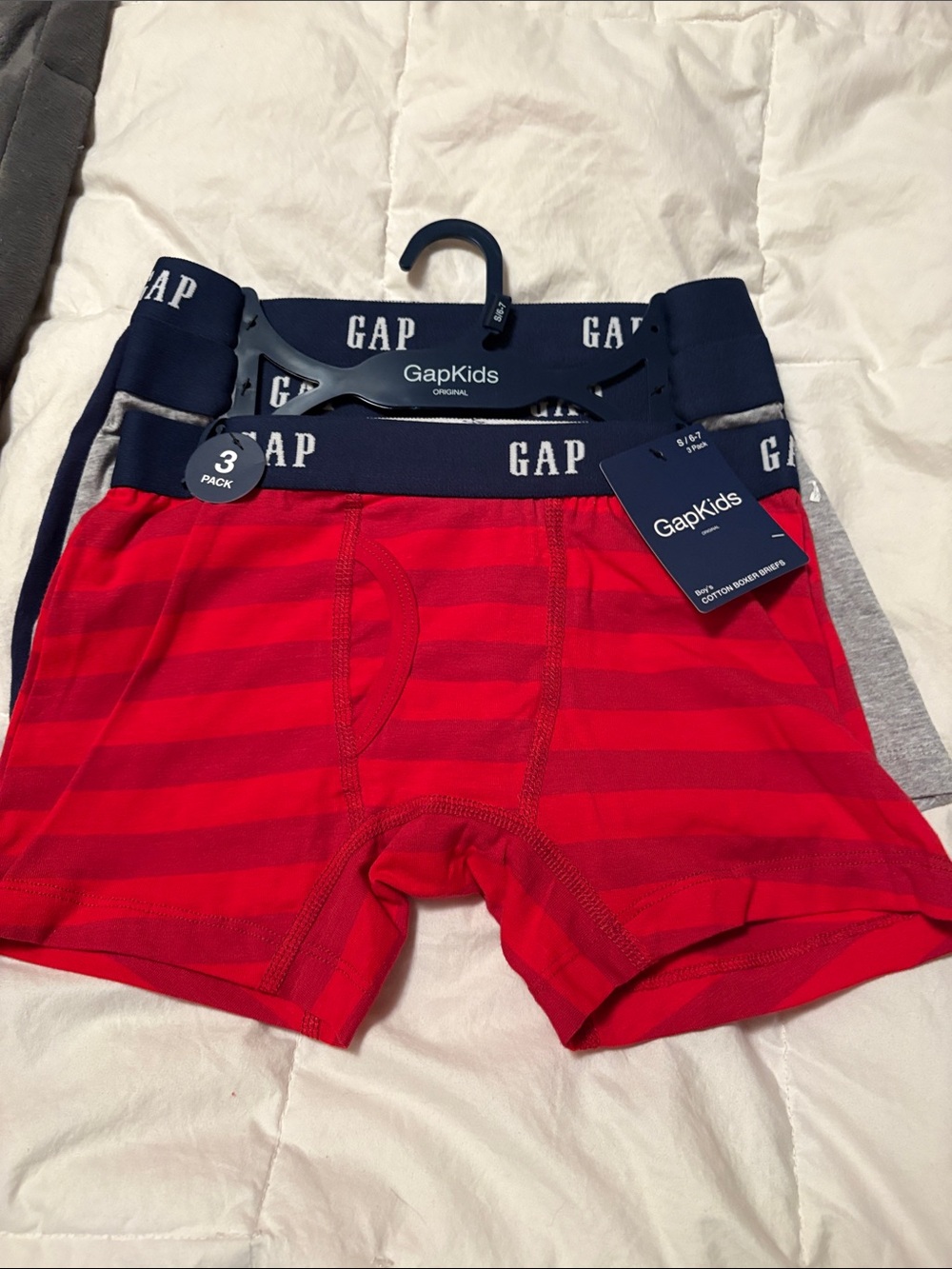 GAP Boys' 3-Pack Boxer Briefs - Red, Navy & Gray